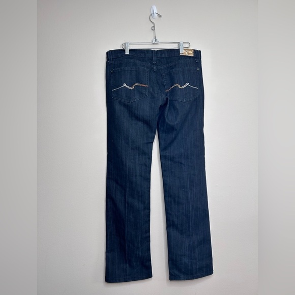 7 For All Mankind Kimmie Straight Indigo Rare Rainbow Crystal Pockets Size 31 - Picture 11 of 13
